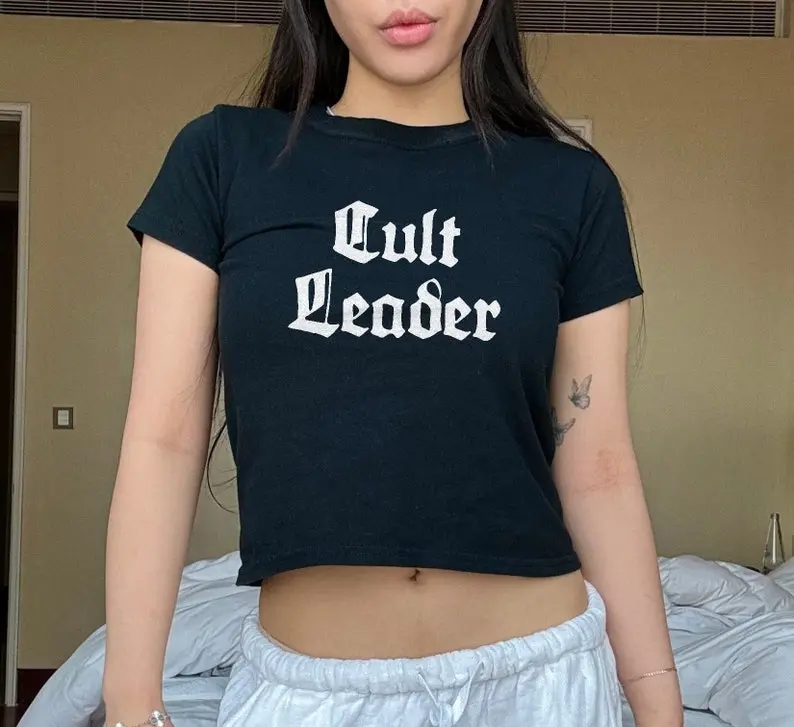 Cult Leader Baby Tee gothic clothes, y2k style, emo fashion, grunge apparel