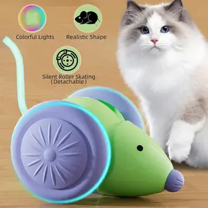 Intelligent electric cat toy, with automatic obstacle avoidance and USB charging function - indoor kitten interactive robot mouse, automatic chasing robot mouse with realistic sound effects and LED lights, safe and durable material