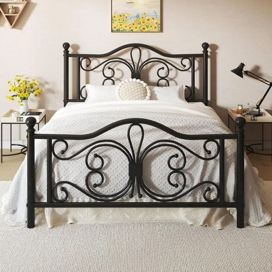 Metal Platform Bed Frame, Classic Style Headboard And Footboard/Under Bed Storage/Mattress Foundation/No Box Spring Required/Easy Assembly