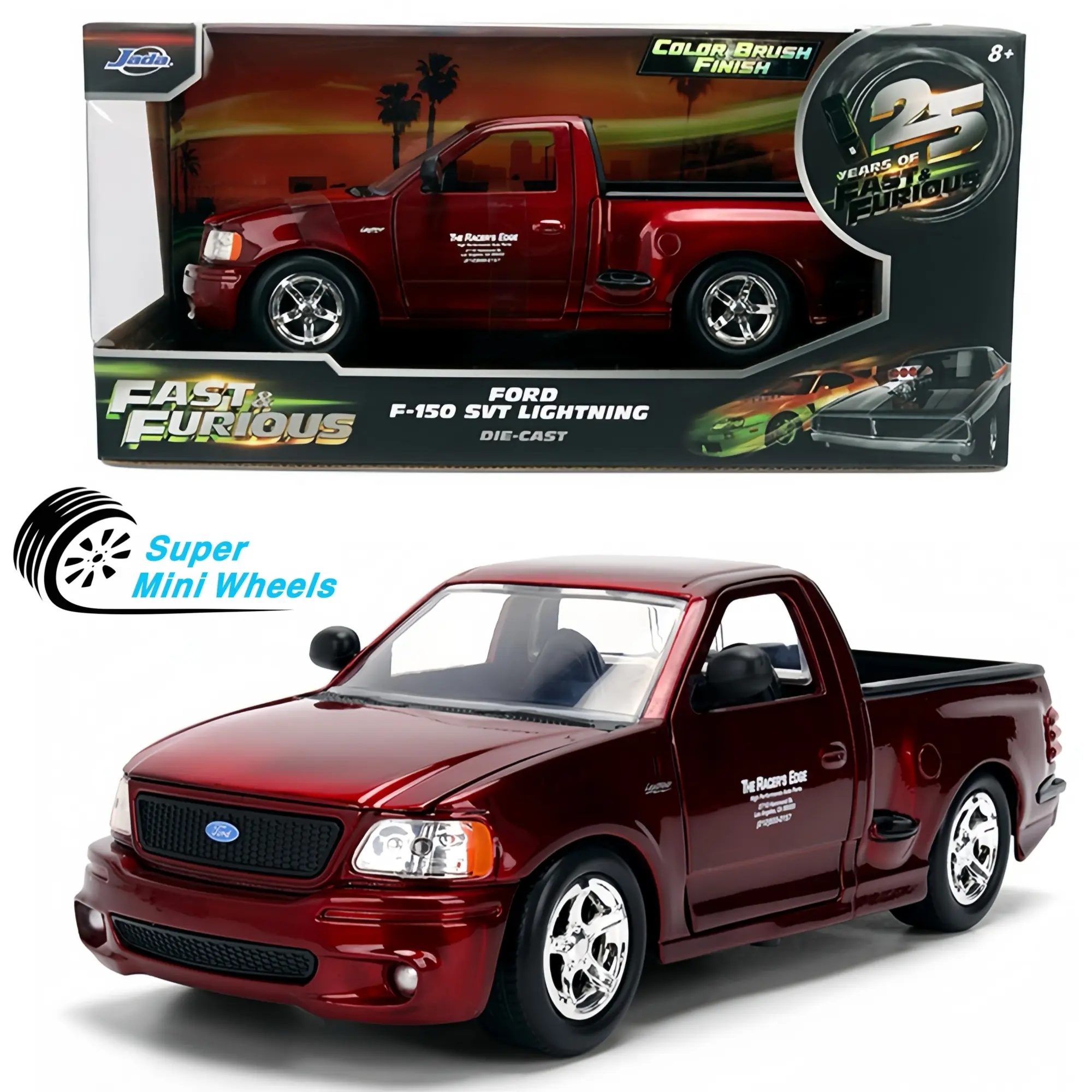 Jada 1:24 Fast & Furious Brian’s Ford F-150 SVT Lightning – Red Color Brush Finish #37876