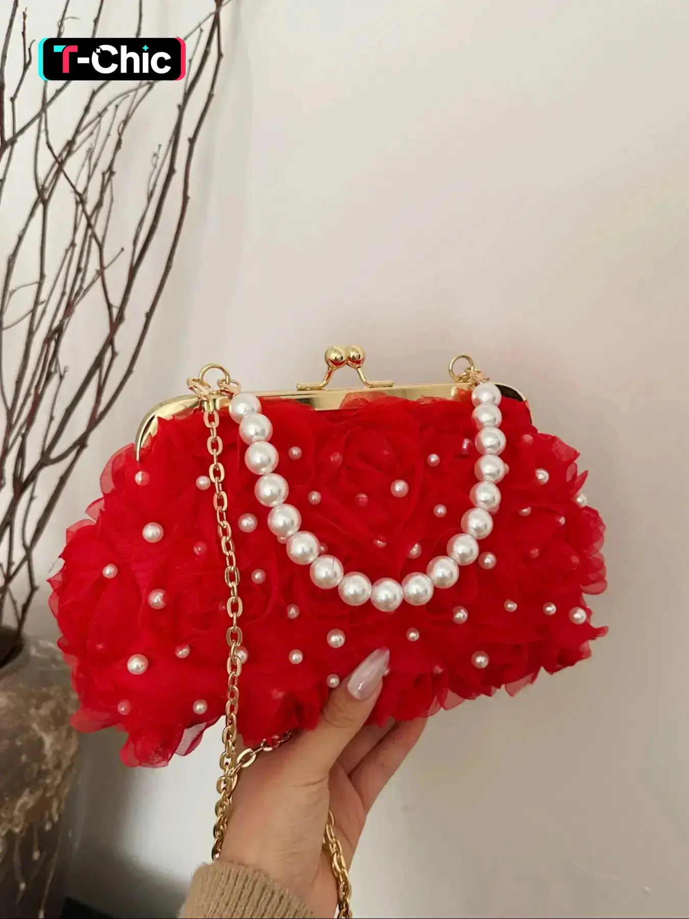 Women's Valentine's Day Elegant Flower Design Handbag, Exquisite Trendy Novelty Handbag, Fashionable Handbag for Party Decoration, Floral Embossed Handbag, Fashionable Purse, Elegant Bags