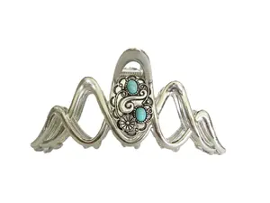 Large hair claw clip turquoise blue and silver western design metal native