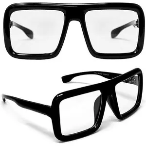 Black Square Glasses  Thick  Glasses for Women Men,Chunky Square Frame Eyewear Old Man Nerd Costume Accessory Clear Lens Spectacles,Old Lady Nerd Costume Halloween Costume Glasses