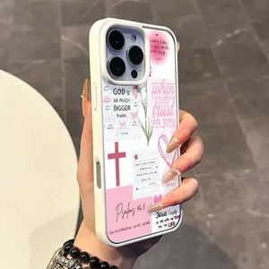 Magnetic Smartphone Case - Chic Pink Scripture Collage Design, Anti-Slip, Ultra-Thin, TPU, Lightweight Fit Protector for iPhone 11/12/13/14/15/16 Pro/Pro Max/Plus, Daily-Use Mobile Phone Accessory