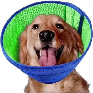 Adjustable Breathable Soft Dog Cone Recovery Collar After Surgery, Protect Pets from Licking Wounds, Reduce Anxiety for Small Medium Large Dogs (Blue, XL)