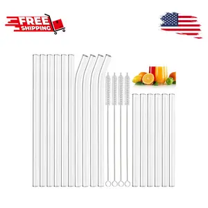 20 Pack Reusable Glass Straws,6 Straight and 4 Bent and 6 Short