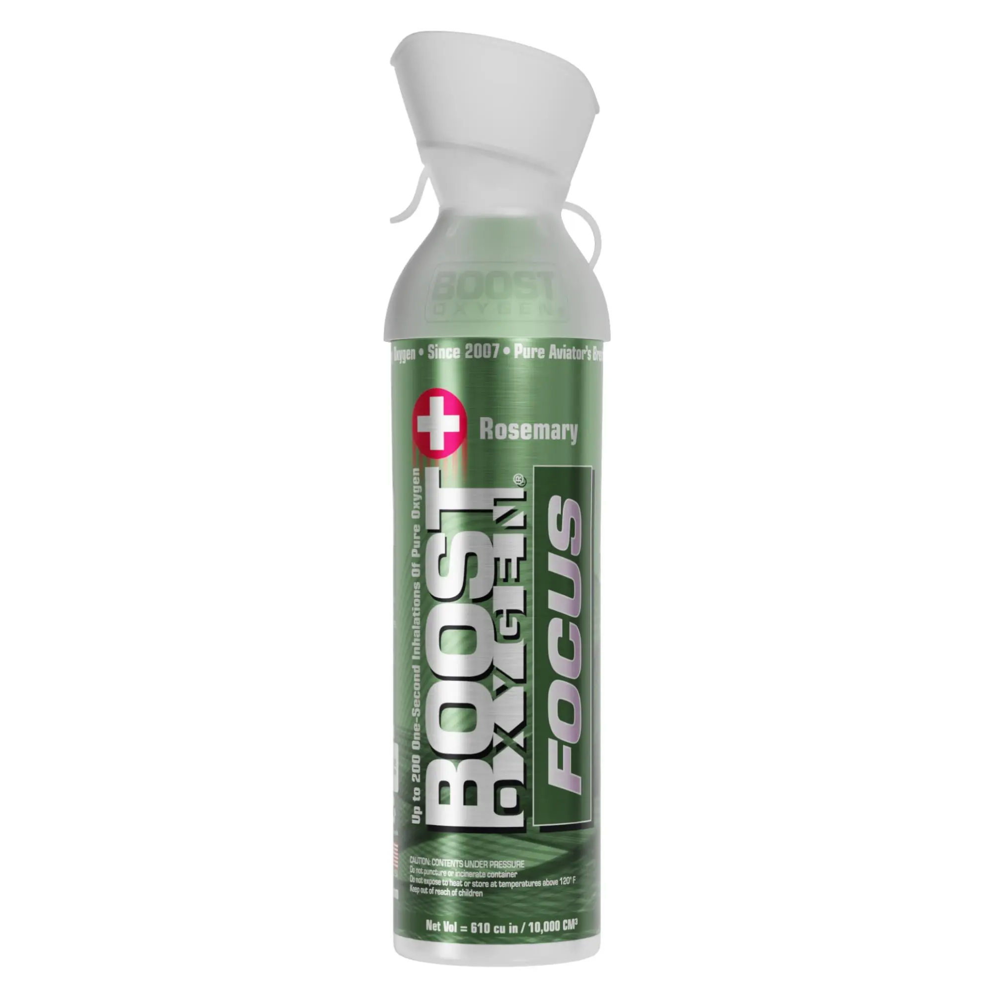 Boost Oxygen FOCUS Rosemary Portable Oxygen Canister Energizing Aroma Supplemental Oxygen for Respiratory Support and Performance All Sizes