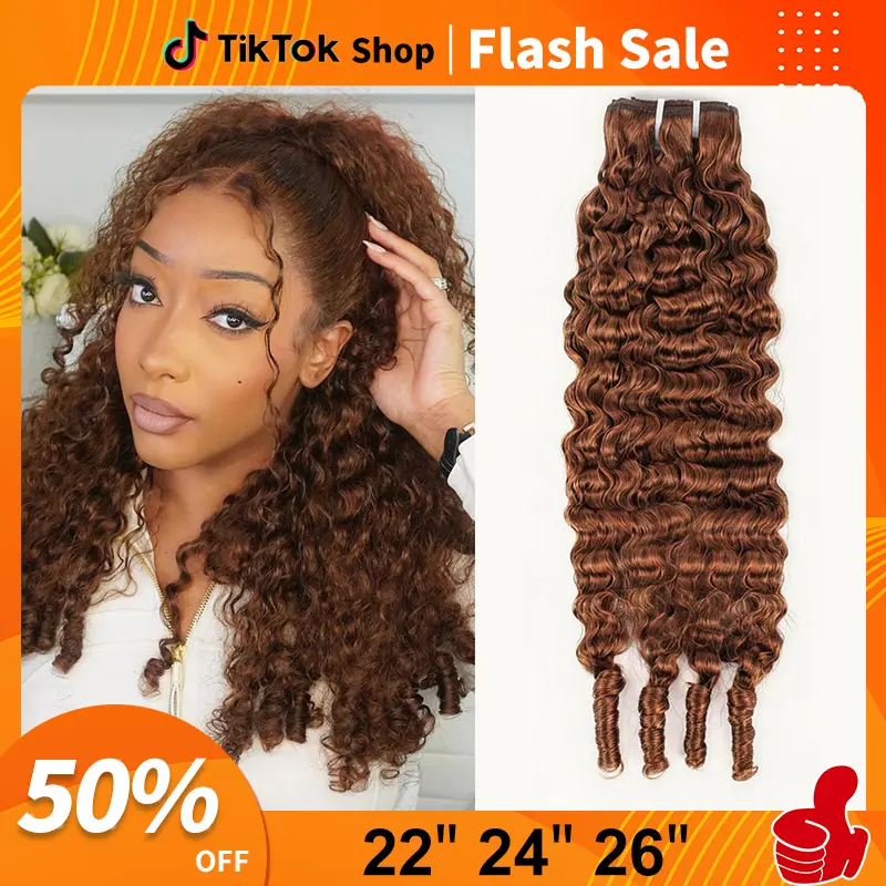 #4 Chocolate Brown Burmese Curly Bundles Human Hair 100% Unprocessed Virgin Human Hair Bundles With Spiral Curly End Soft Thick Weave 1/3/4 Pcs Human Hair Bundles Burmese Curly Bundles Sew in Quick Weave for Black women