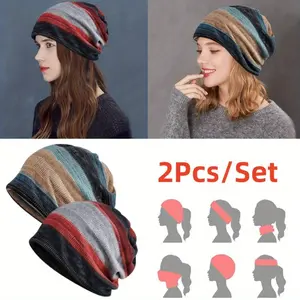 2PCS Mens Beanie Cotton Beanies Slouchy Beanie Lightweight Hip Hop Dwarf Hat Skull Cap Running Hat Beanie Hat for Women