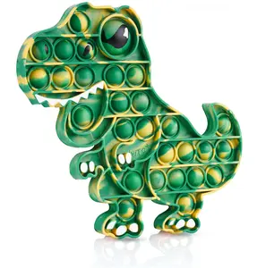 Dinosaur Push Pop Bubble Fidget Sensory Toy Silicone Large T-Rex with Printed Eye, Stress Reducer Anxiety Reliever Bubble Popper Board Fidget Squeeze Toy for Kids & Adults