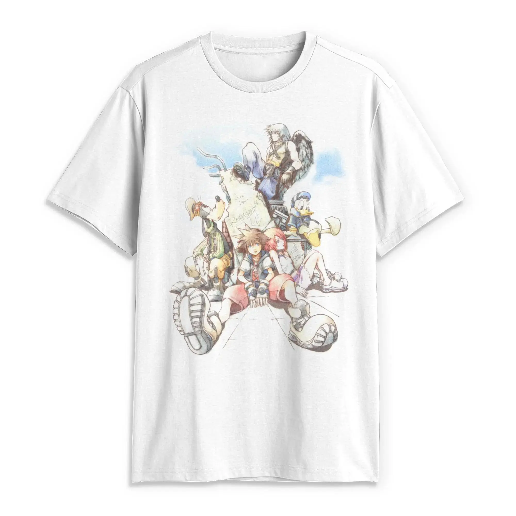 Kingdom Hearts Men's Short-Sleeve Final Mix Box Art Character Group Graphic Print T-Shirt, Menswear T-Shirt