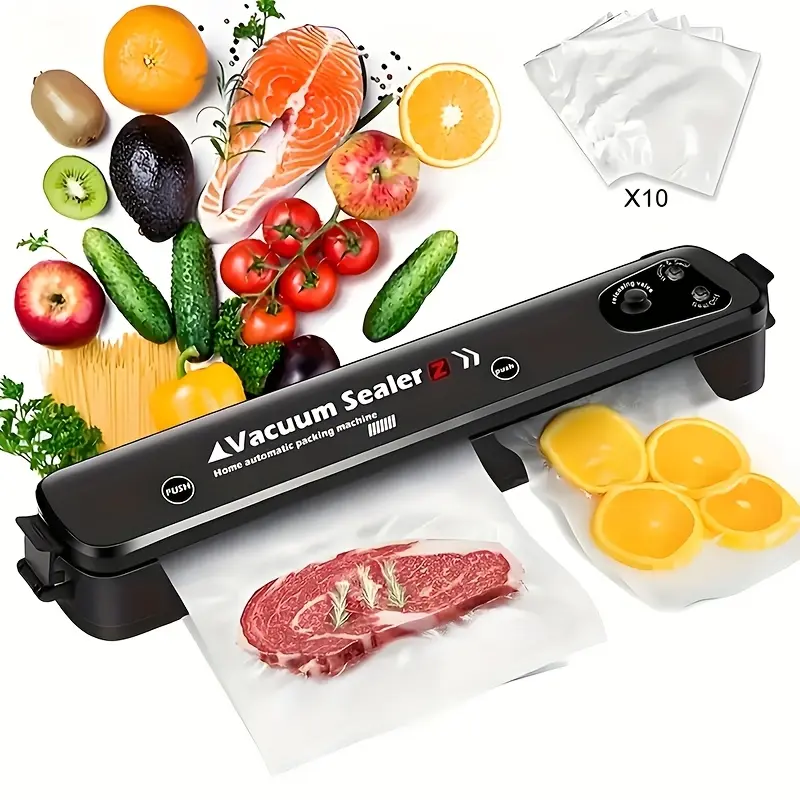 Portable Automatic Vacuum Sealing Machine with 10 free Bags, - Heavy Duty Vacuum Sealer Automatic Air Sealing System for, Dry and Moist Modes Compact Design, Snack Sealing Fresh-keeping Machine
