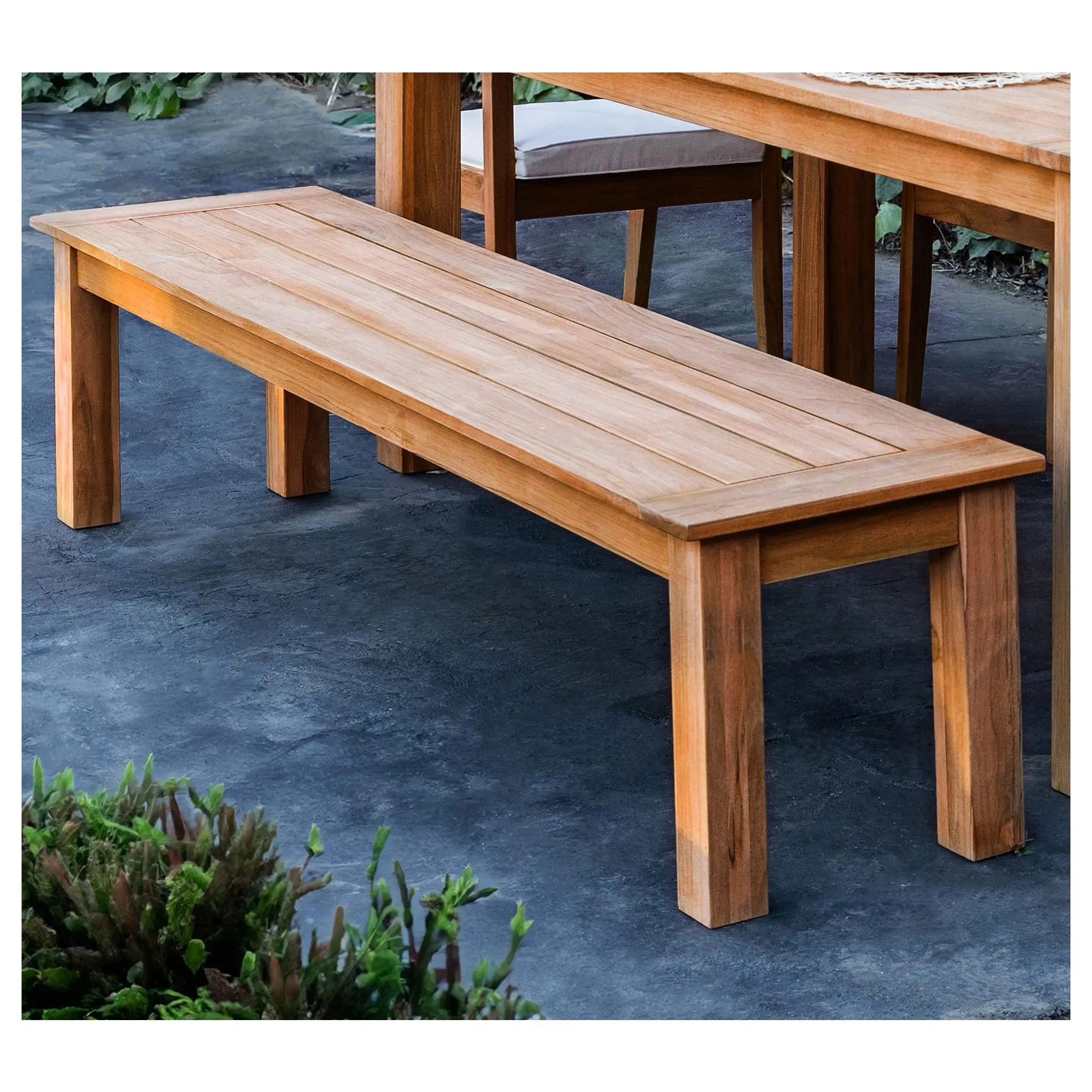 Linon Home Teak Cannon Dining Bench 80" Long