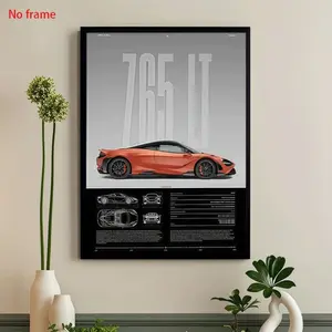 Mclaren 765lt Side View Art Print Poster, Wall Decor for Living Room, Bedroom, Office, Restaurant, Bar, Perfect Gift, 12x16 Inches