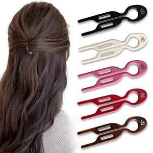 5PCS Prestige French Hair Pins Serrated Anti-Slip Design,Curved Angle for Better Head Fit, New Elegant HairAccessories for Women, Suitable for All Hair Types Vintage Acetate Set accessory simple