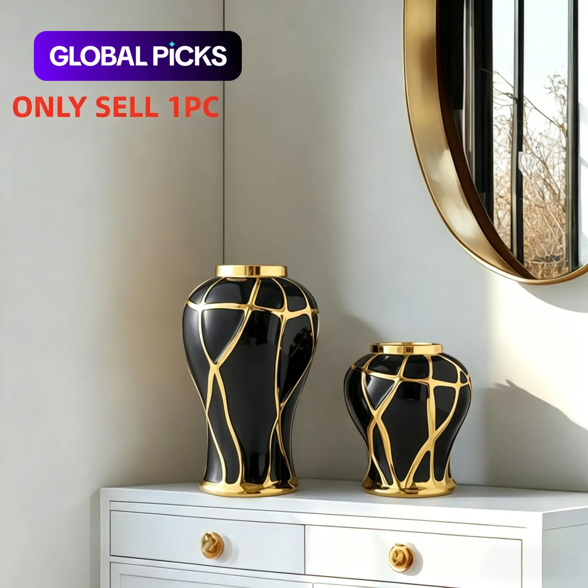 Modern Ceramic Vase, Ceramic Crackled Vase, Nordic Style Crackle Flower Vase for Living Room, Desktop, and Front Desk Decor #GLOBAL PICKS
