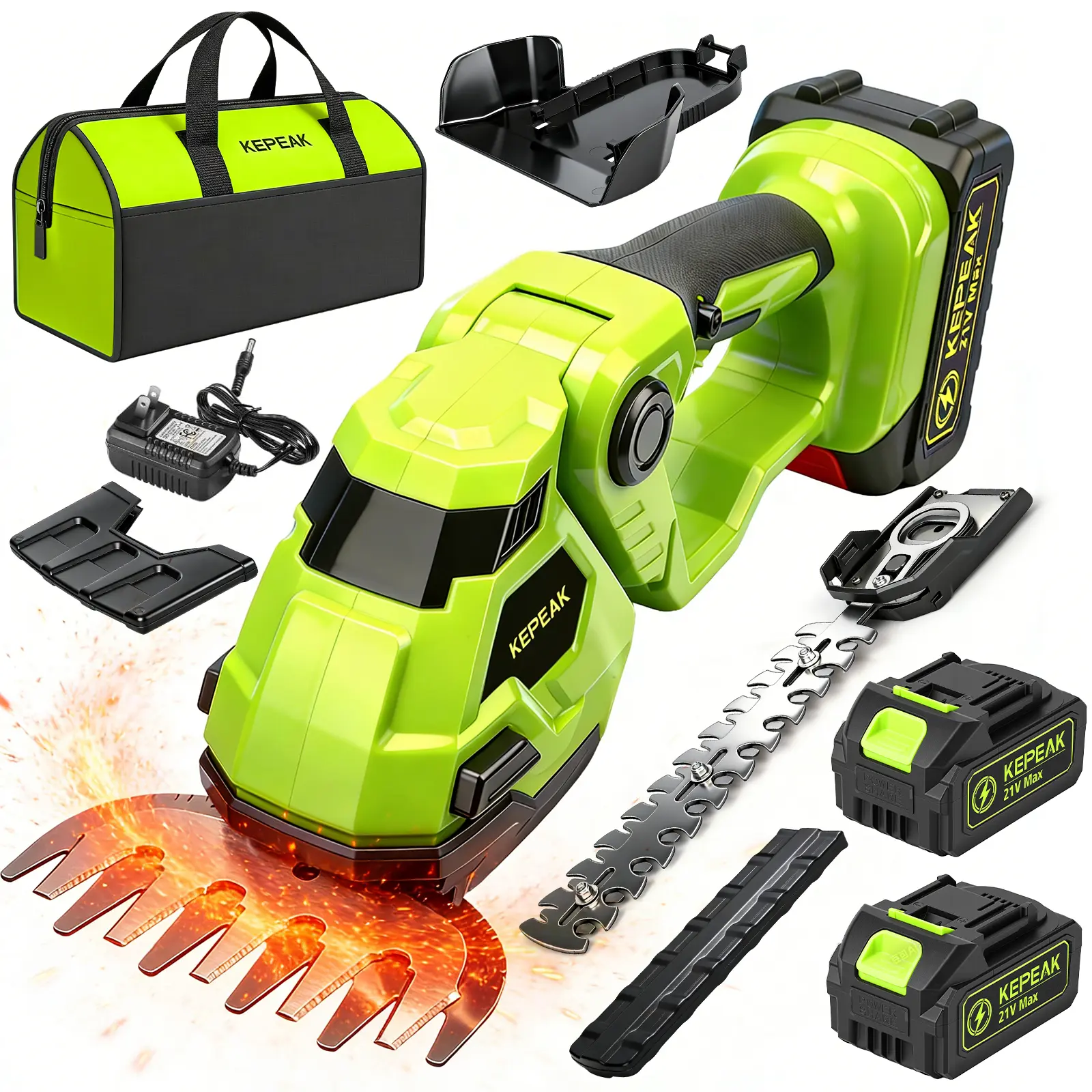 【SUMMER SALE】21V Cordless Garden Hedge Trimmer,220mm Electric Shrub Cutter with Battery and Charger,Portable Bush Trimmer with Storage Bag