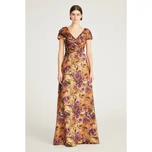 Theia "Nina" Twist Drape A Line Gown 88110284