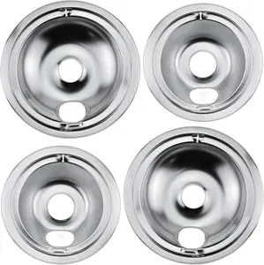 WB31T10010 WB31T10011 Chrome Range Drip Pans by Blutoget- Electric Stove Drip Pans Fit for GE Hotpoint Ken-more Electric Range with Locking Slot-Includes 2 6-Inch&2 8-Inch -4 Pack(Chrome Plated Steel)