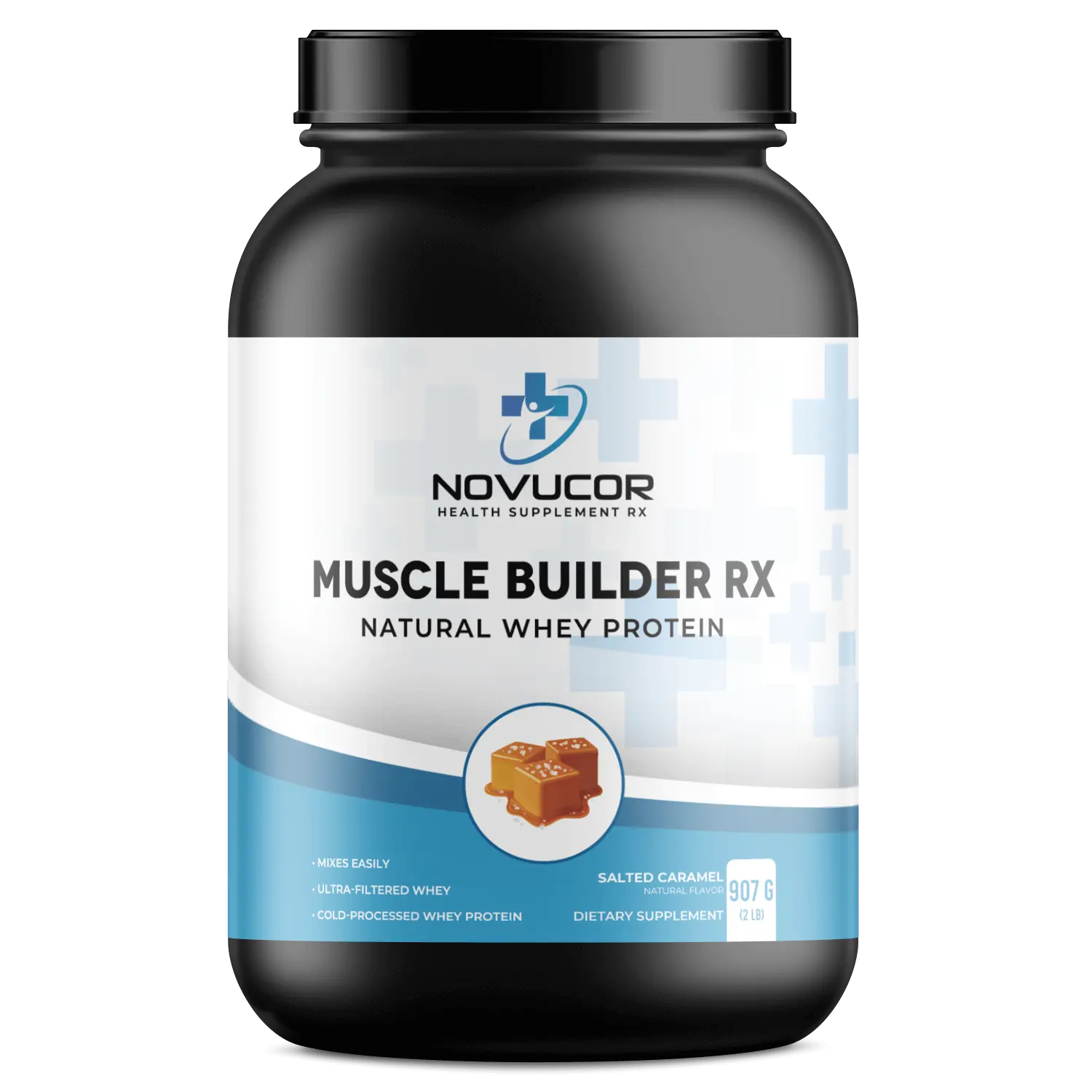 Natural Whey Protein w BCAA (Salted Caramel) 2lb Muscle Builder Series Healthcare Dietary