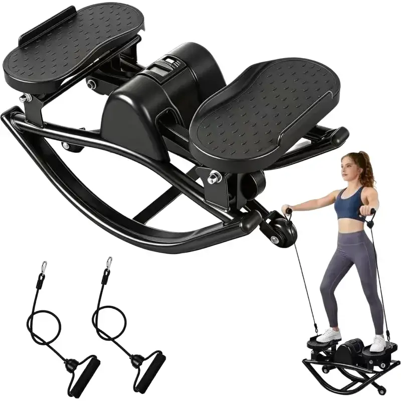Compact Mini Stepper with Resistance Bands