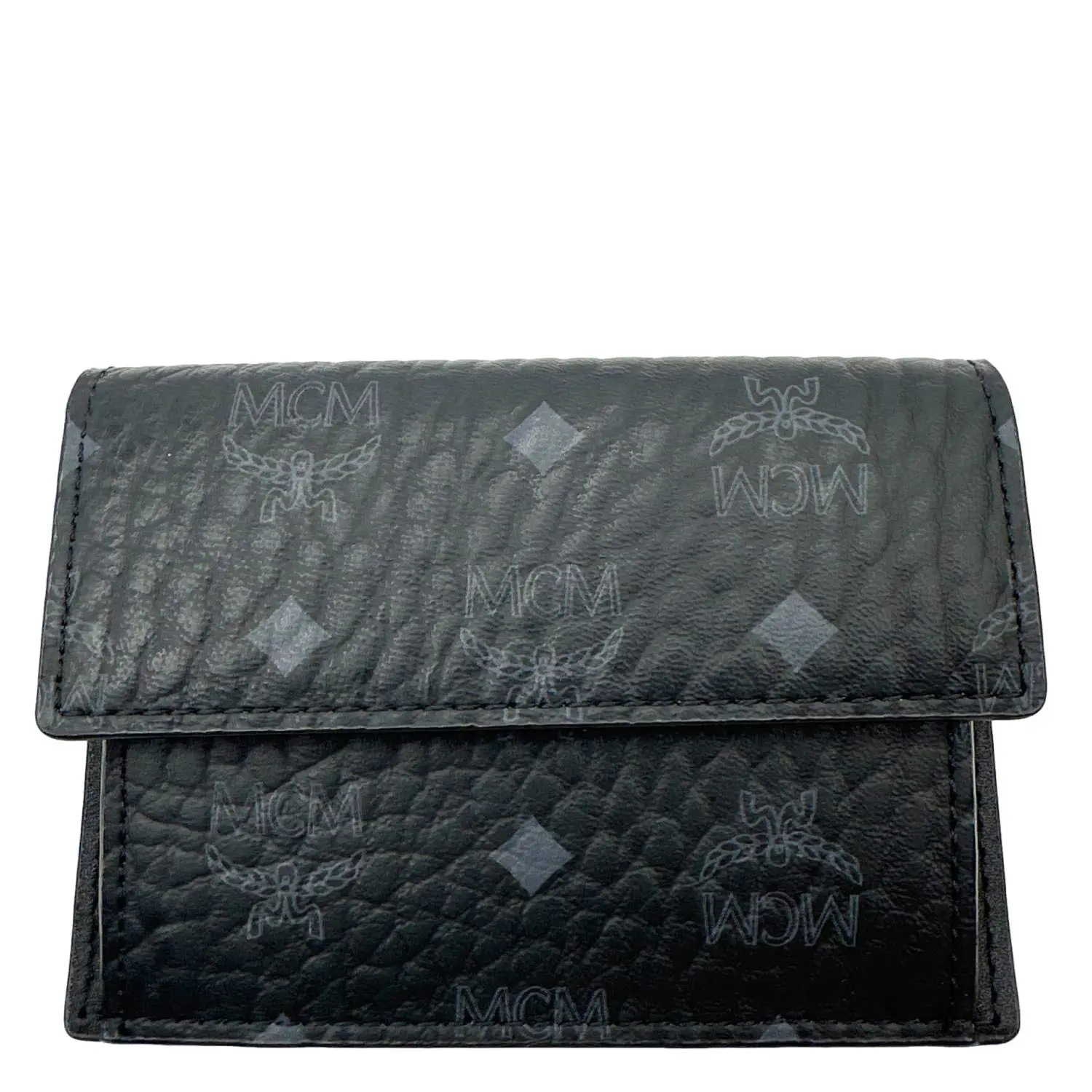 Pre-owned MCM Canvas Clutches & Wristlets Aren Visetos Coated Card Holder Black
