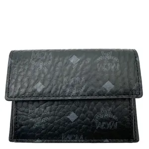 Pre-owned MCM Canvas Clutches & Wristlets Aren Visetos Coated Card Holder Black
