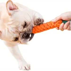 Bite-resistant Carrot Dog Toy with Knot - Medium-sized Dog Interactive Teeth Grinding Toy