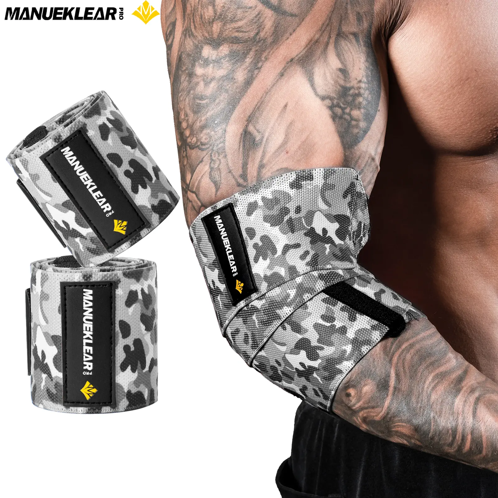 Elbow Wraps for Weightlifting, 47" Strengthening support Elbow Sleeve Weightlifting (1 Pair) for Powerlifting, Bench Press, Gym Workout Wrist Straps Arm Bands