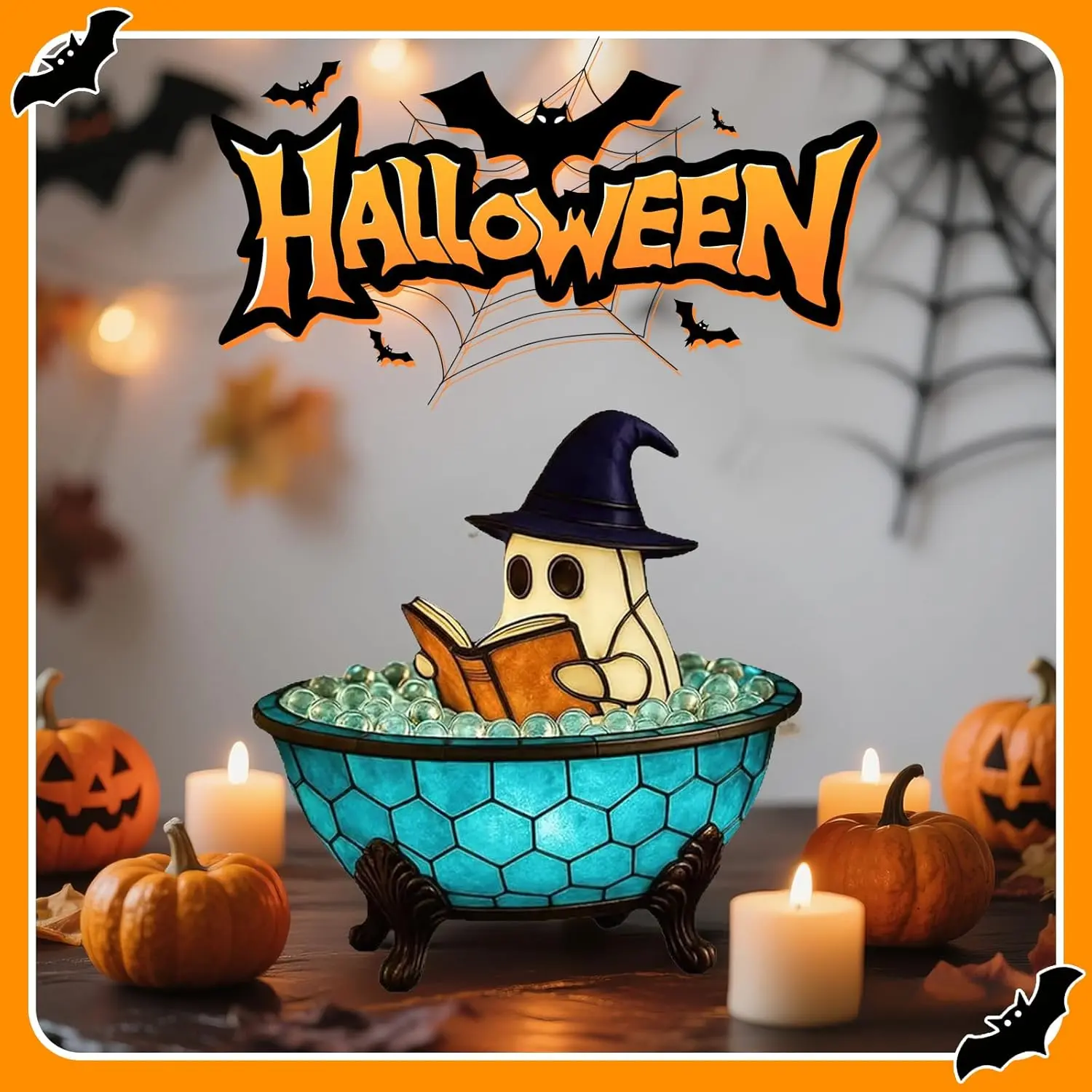 3D LED Halloween Ghost Bubble Bath Lamp, Floating Bathroom Night Light, Cute Spooky Festive Decor Gift for Home Parties decorative ambiance lighting