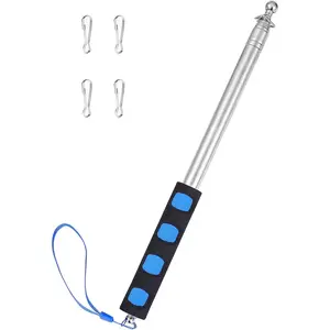 8.2ft Tour Guide Flag Pole Telescoping Handheld Flagpoles Stainless Steel Extendable Portable Flag Pole with Clips for Tour Guide Teaching Point Horse  Totem Pole Festival Parade
