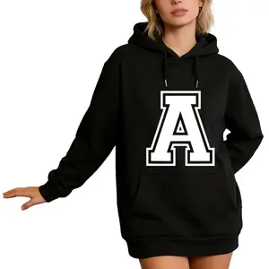Varsity Style Letter A Hoodie – Long Sleeve Alphabet Initial Sweatshirt for Casual Wear