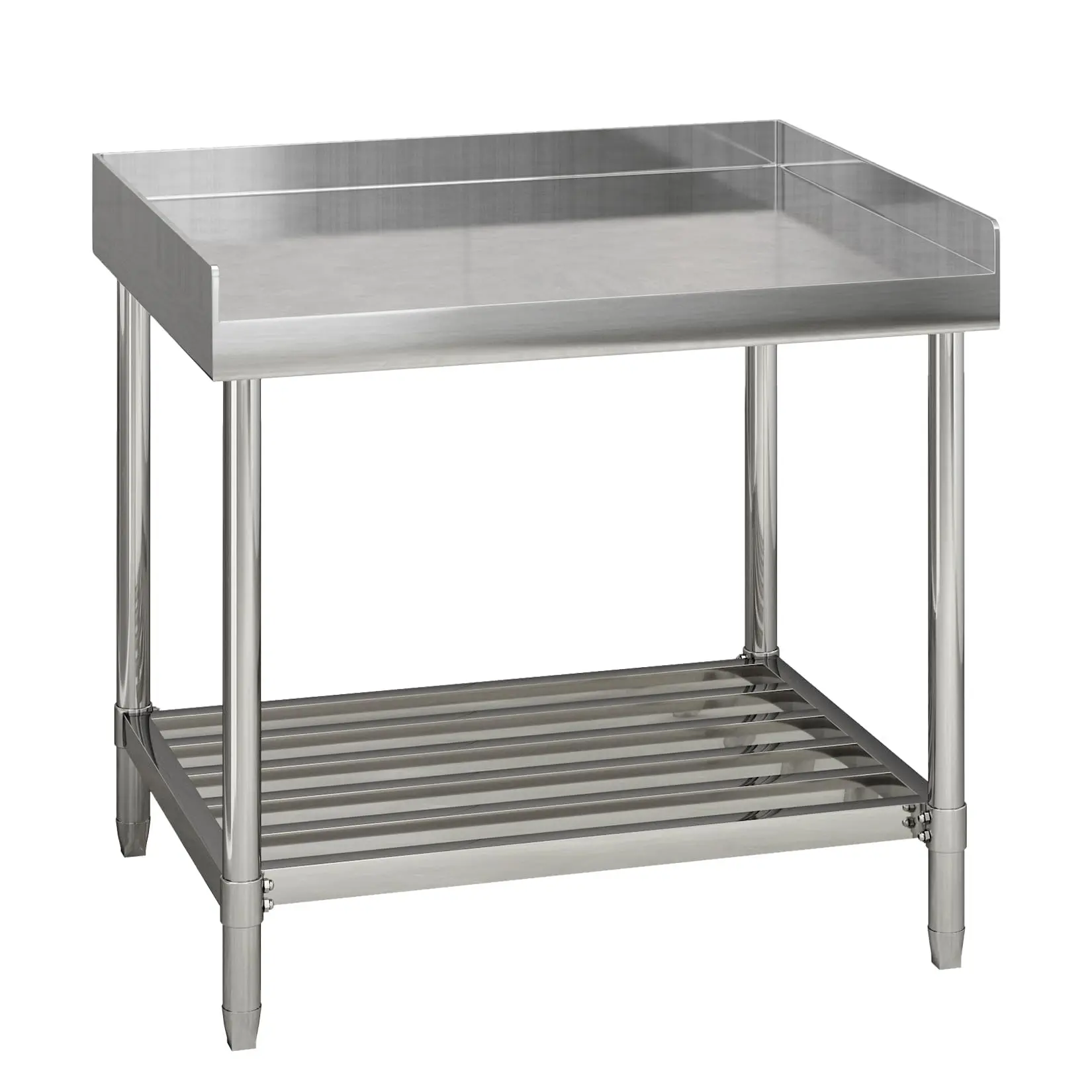 【GARVEE】Stainless Steel Work Table with Backsplash and Sidesplashes, Available in 48x24 and 36x30 Inches, Commercial Grade Prep Table with Undershelf for Kitchen, Restaurant, Garage, and Laundry Use