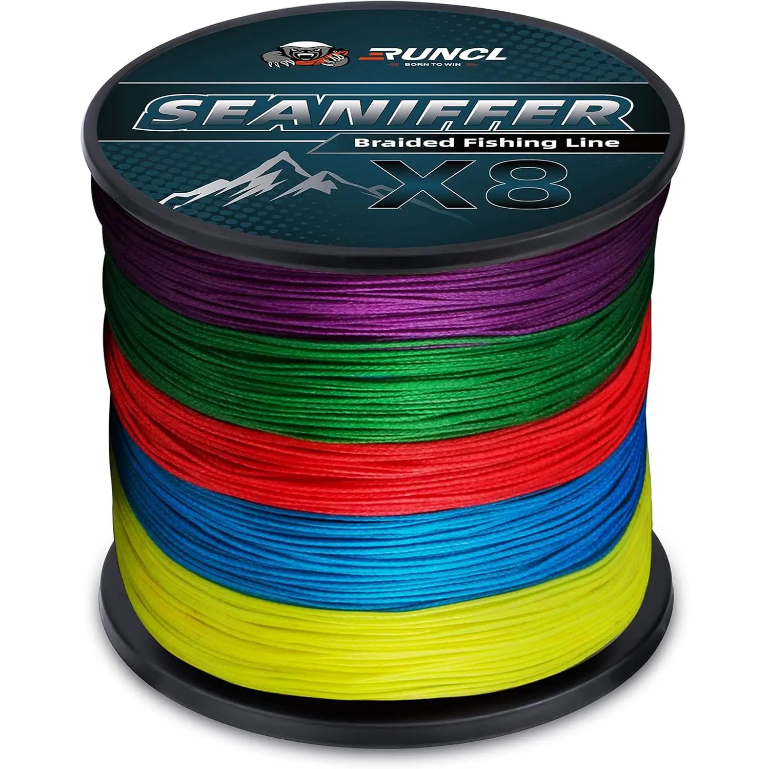 RUNCL Braided Fishing Line X8, Pro Grade Tournament PE Line for Fresh/Saltwater, Abrasion Resistant, No Stretch, Hi Vis Multi-Color Measure Line, 328/546/1093 Yards, 8-200 lb, Christmas Fishing Gifts