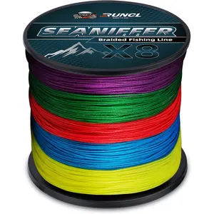 RUNCL Braided Fishing Line X8, Pro Grade Tournament PE Line for Fresh/Saltwater, Abrasion Resistant, No Stretch, Hi Vis Multi-Color Measure Line, 328/546/1093 Yards, 8-200 lb, Christmas Fishing Gifts