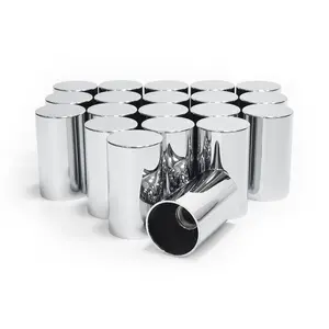 20/60 Pack Lug Nut Covers, 33mm by 3-1/2" Thread On Flat Top Cylinder Nut Cover Caps ABS Chrome Plastic Anti-Rust Screw-on Lug Nut Covers for Semi Trucks/Trailers