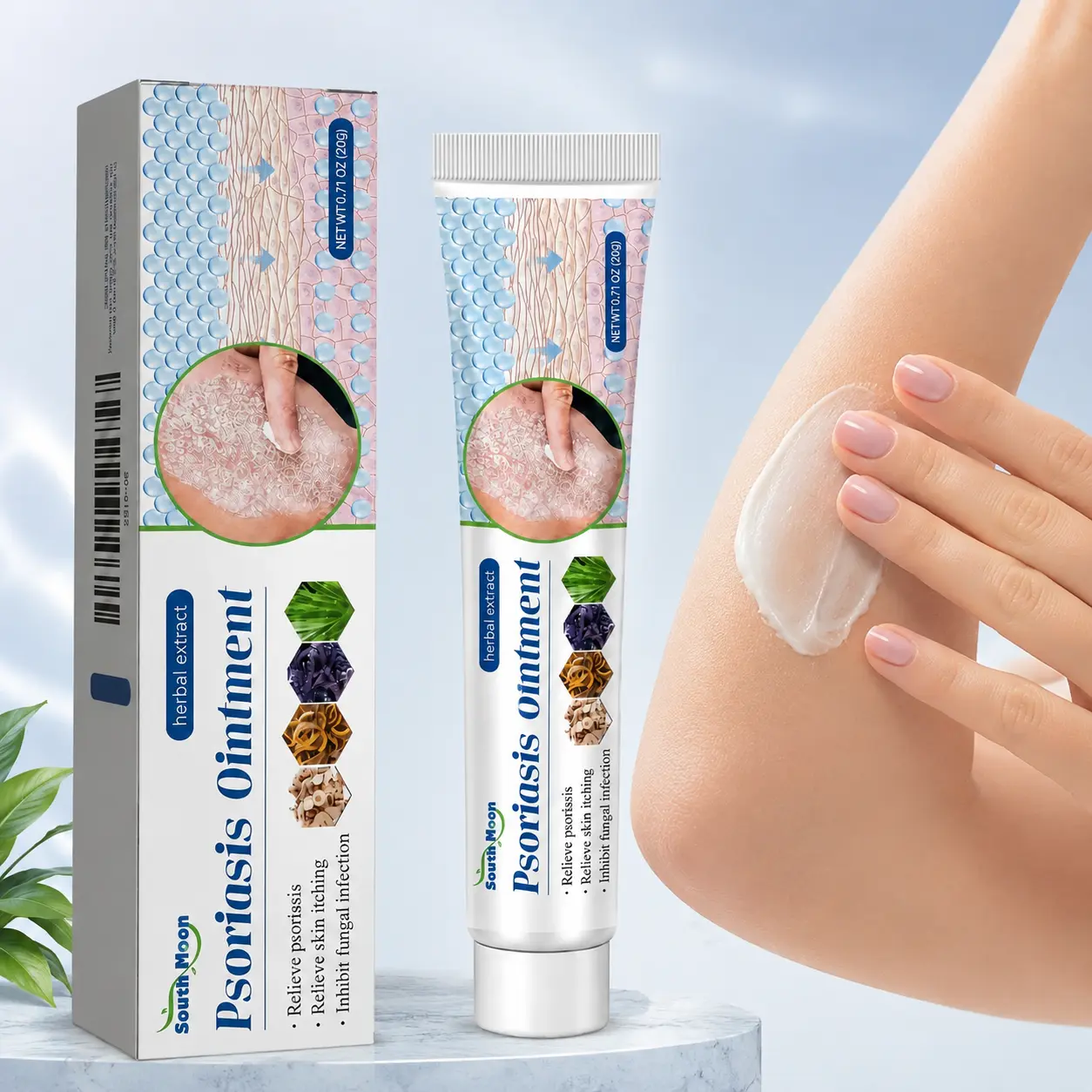 Unisex Adult Herbal Skin Comfort Cream, 20g Lightweight Non-Greasy Moisturizing Balm with Botanical Extracts, Travel-Size, for External Daily Care of Dry, Rough, Itchy Skin on Hands, ft, Elbows & Body Psoriasis Eczema Cream, Adults, Itch Relief Cream