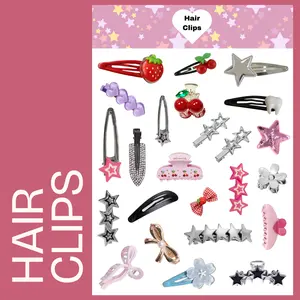 Hair Clips Sticker Sheet for Scrapbooking and Notebook Deco