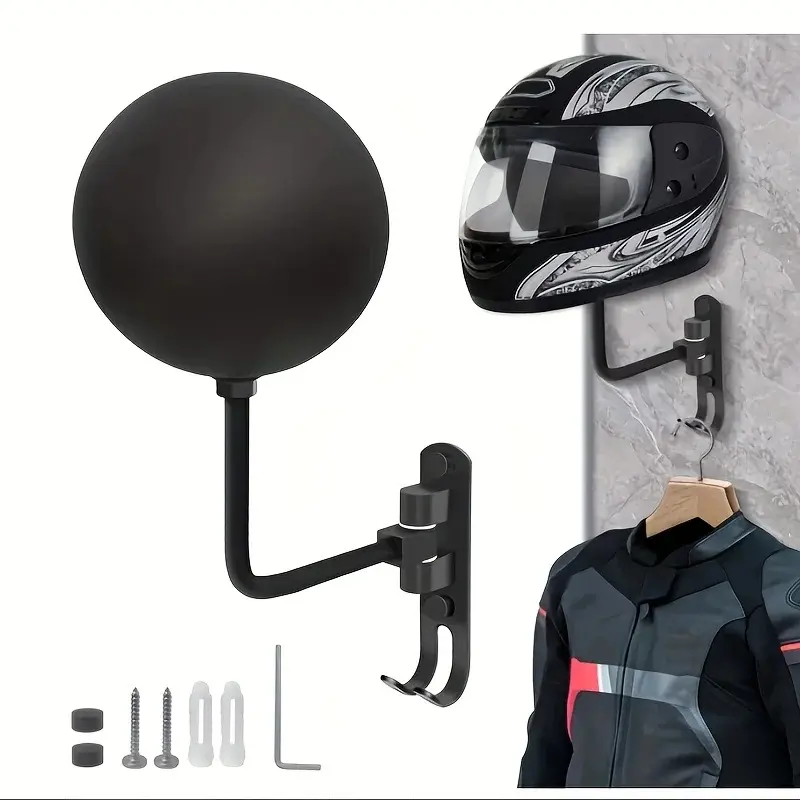 180 °         Rotary Motorcycle Helmet Wall Hanger with Hooks for Jacket Hat Sport Gear Bike Helmet Garage Home Storage Rack