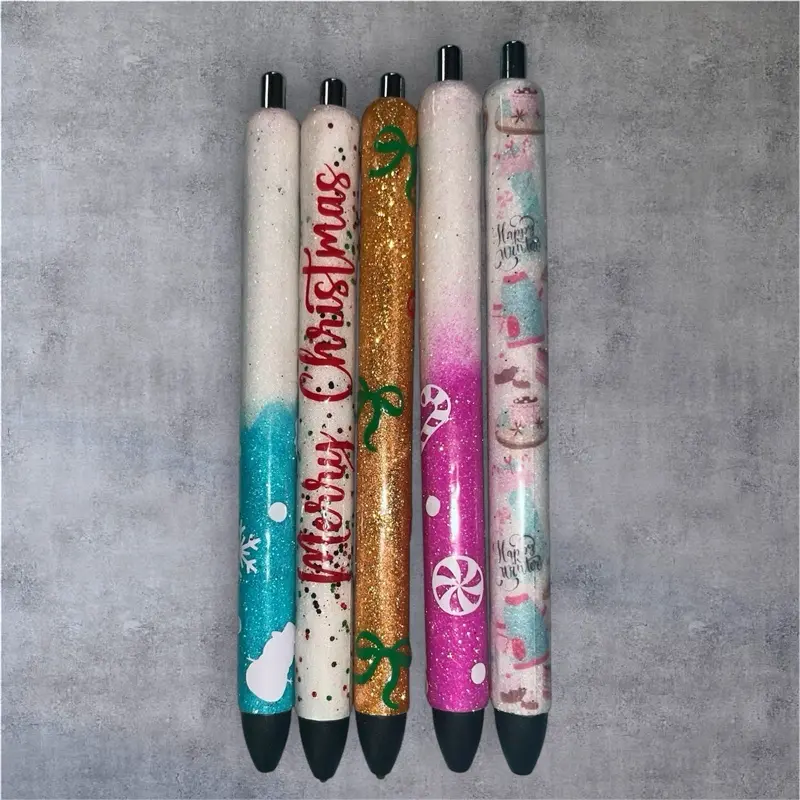 Adorable Christmas Themed Glitter Pen Set with Festive Designs and Sparkling Finish for Holiday Writing