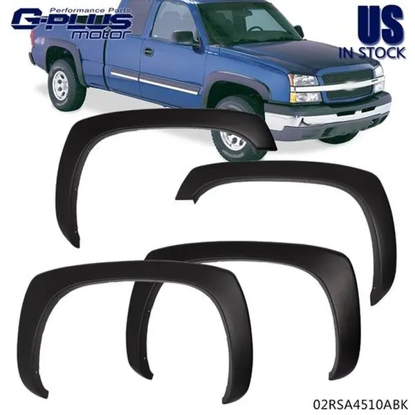 Wheel Fender Flares - G-PLUS Matte Factory Look Heavy Duty Injection Molded Crackresist Debris Shield, Over 2" Wide Tire Cover, Compatible with GMC Sierra, GMC Yukon XL & Chevy Silverado 99-07, Average Install Time Within 2 Hours