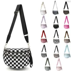 2026 New Women Checkered Nylon Fanny Pack, Trendy Y2K Crossbody Bum Bag, Adjustable Shoulder Strap Belt Bag, Large Capacity Lightweight Sling Purse, Casual Hands-Free Waist Pouch for Street Style, Daily Errands, Summer Vacation & Festival Outdoor Travel