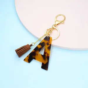 Tortoise Shell Initial "A" Keychain