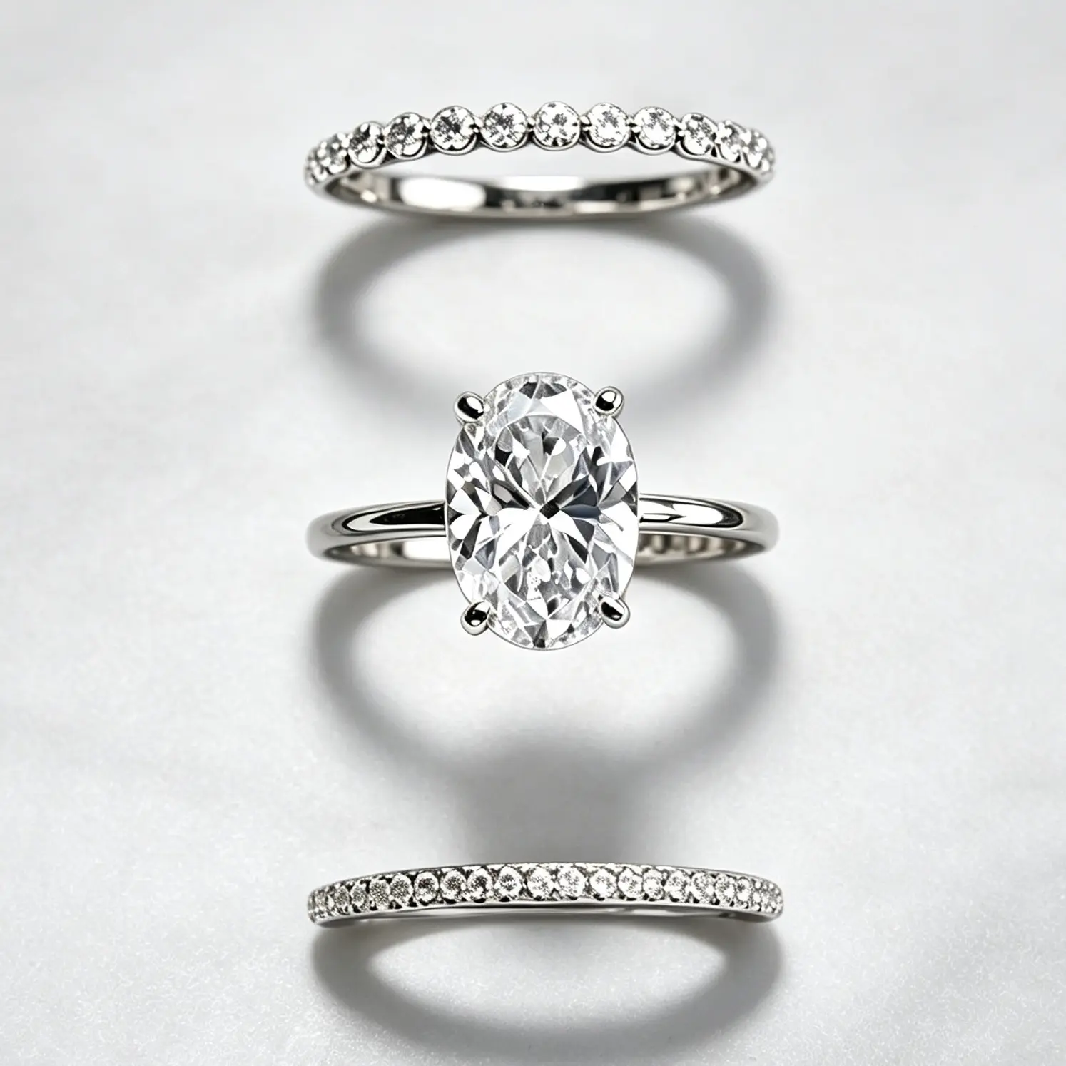 Women ring jewelry stackable ring set luxury minimalist 3 pcs cubic zirconia bands light luxury versatile super shiny delicate design for dating wedding holiday gift