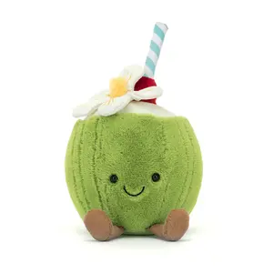 Jellycat Coconut & Teapot Plush Set with Gift Bag – Cute Soft Stuffed Toy Bundle, Adorable Tea Time Decor, Kawaii Tropical Coconut & Teapot Gift for Kids, Collectors & Cozy Room Decor, US Stock
