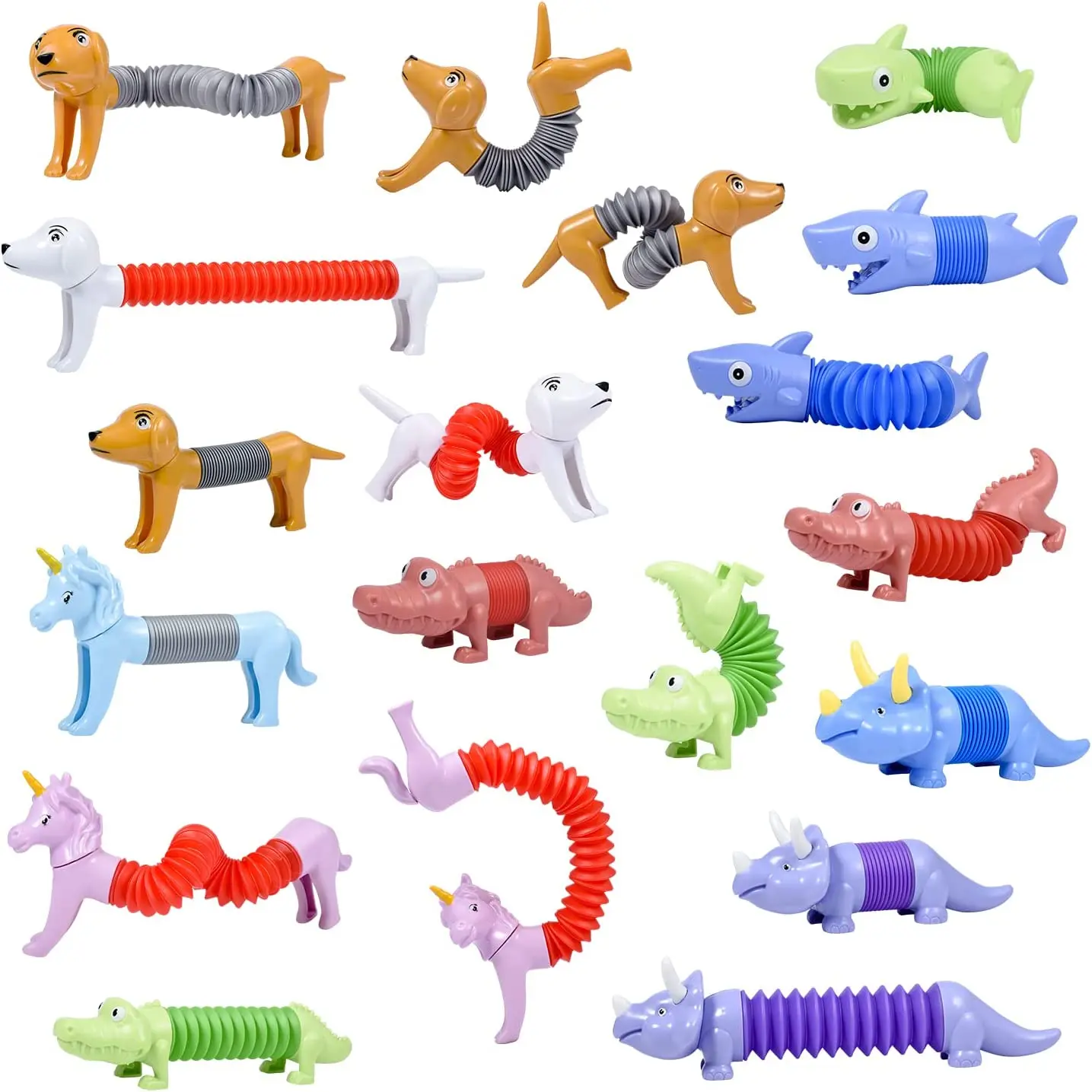 Flex Animals - 10-Pack Stretchy Accordion Tube Fidget Toys Mixed Colors for Stress Relief & Fun Tactile Sensory Response China