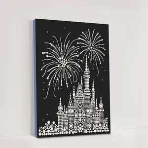 Romantic Fireworks Castle Diamond Painting, Cartoon Pearl Art, DIY Handmade Gift for Valentine's Day, 40x50cm Unframed