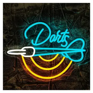 Sign Illuminated Darts Neon Sign Game Room Light Man Cave Bar Party Children's Room Luminous Led Home Art Wall Decoration 40cm×29cm Sign Illuminated