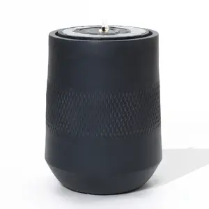 LuxenHome Dark Gray Resin Round Bubbler 23" Tall Outdoor Fountain with Lights, Solar Powered