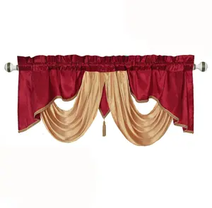 Window Valance 54 x 18 inches Taffeta Fabric with Soft Satin Swag For Home Accent Decorations